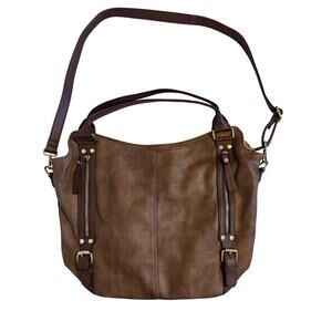 Boho Travel Faux Soft Brown Leather Large Crossbody Multi Use Shoulder Tote Bag